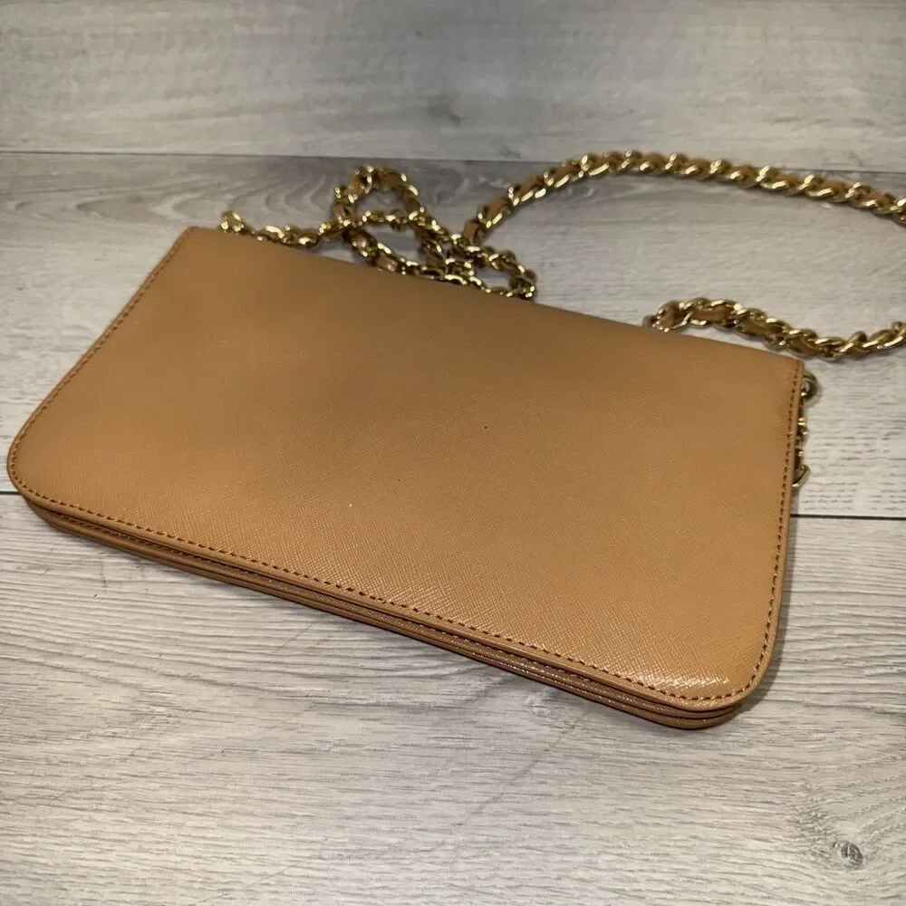 Tory Burch Britten Moose Brown Gold Hardware Small Shoulder Bag